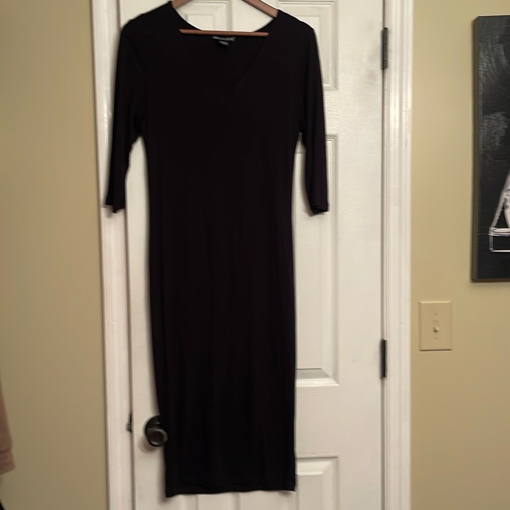 New American Dream black bodycon boho bohemian dress large Anthropologie $89.00